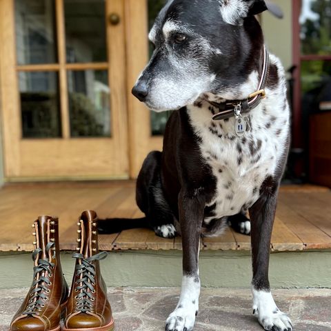 Flame Panda Monkey Boot in Shinki Olive Oiled Horsebutt