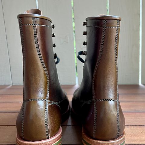 Flame Panda Monkey Boot in Shinki Olive Oiled Horsebutt
