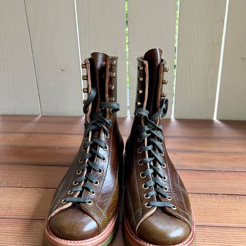 Flame Panda Monkey Boot in Shinki Olive Oiled Horsebutt