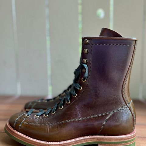 Flame Panda Monkey Boot in Shinki Olive Oiled Horsebutt