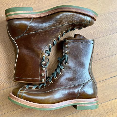 Flame Panda Monkey Boot in Shinki Olive Oiled Horsebutt
