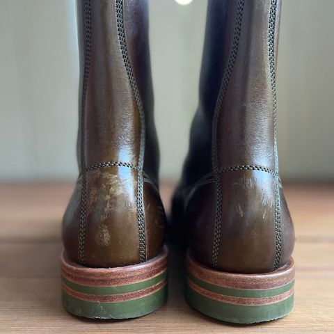 Flame Panda Monkey Boot in Shinki Olive Oiled Horsebutt