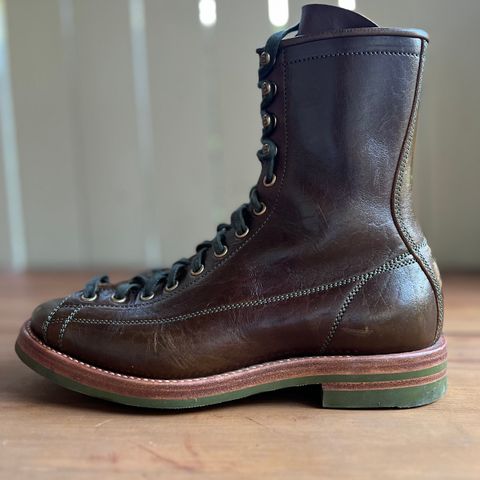 Flame Panda Monkey Boot in Shinki Olive Oiled Horsebutt