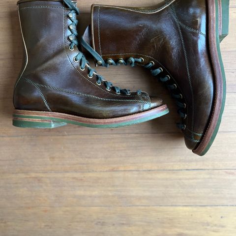 Flame Panda Monkey Boot in Shinki Olive Oiled Horsebutt