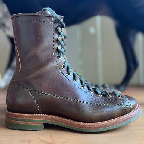Flame Panda Monkey Boot in Shinki Olive Oiled Horsebutt