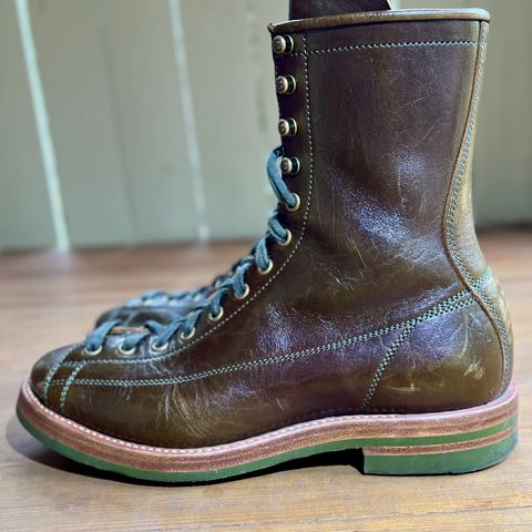 Flame Panda Monkey Boot in Shinki Olive Oiled Horsebutt