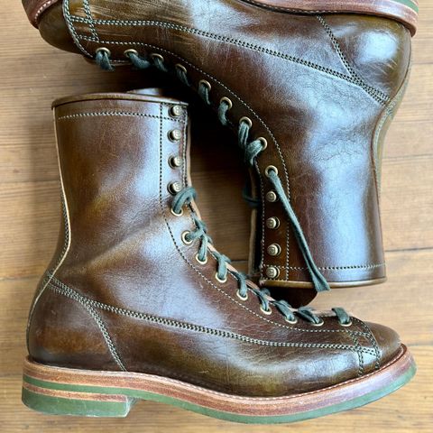 Flame Panda Monkey Boot in Shinki Olive Oiled Horsebutt