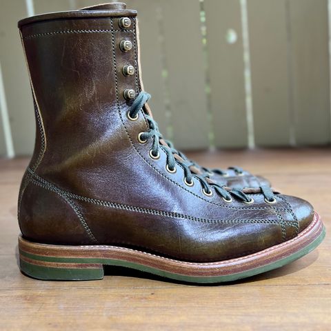 Flame Panda Monkey Boot in Shinki Olive Oiled Horsebutt