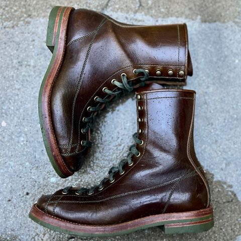 Flame Panda Monkey Boot in Shinki Olive Oiled Horsebutt