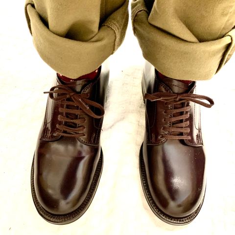 Alden Plain Toe Derby in Horween Color 8 Shell Cordovan