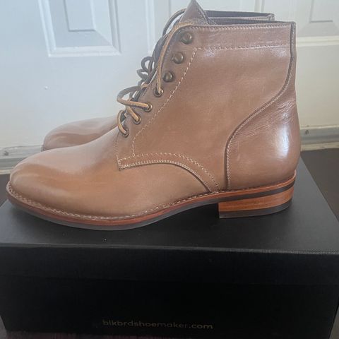 View photo of Blkbrd Shoemaker Rudiger Service Boot in Horween Natural Chromexcel