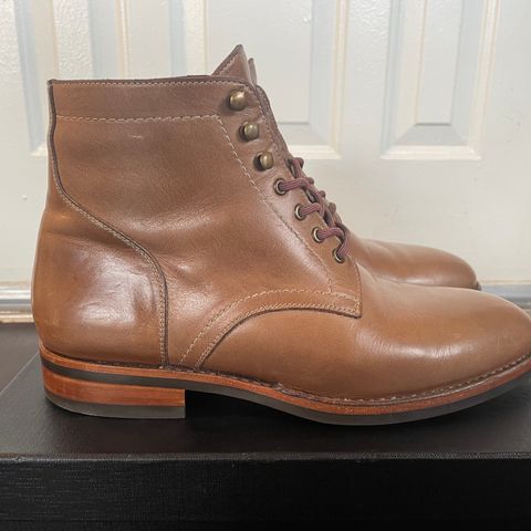 View photo of Blkbrd Shoemaker Rudiger Service Boot in Horween Natural Chromexcel
