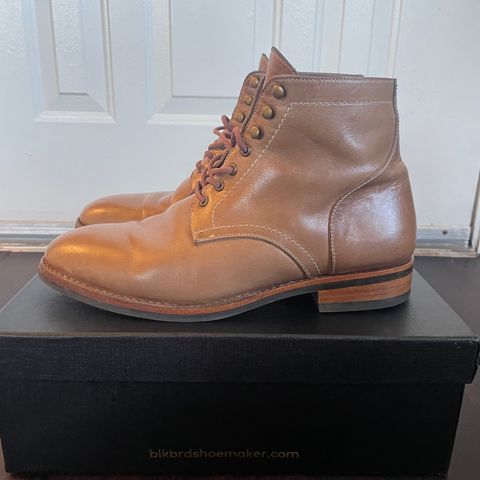 View photo of Blkbrd Shoemaker Rudiger Service Boot in Horween Natural Chromexcel