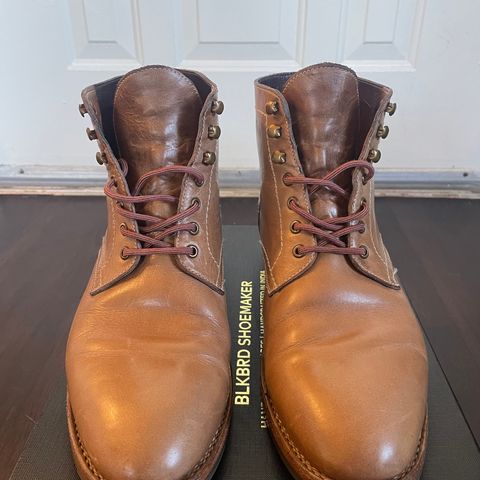 View photo of Blkbrd Shoemaker Rudiger Service Boot in Horween Natural Chromexcel