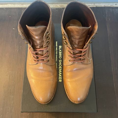 View photo of Blkbrd Shoemaker Rudiger Service Boot in Horween Natural Chromexcel