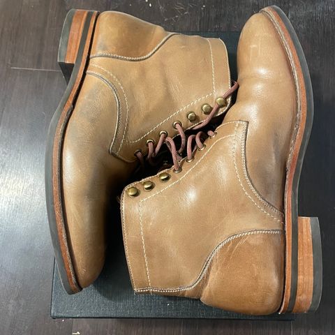 View photo of Blkbrd Shoemaker Rudiger Service Boot in Horween Natural Chromexcel