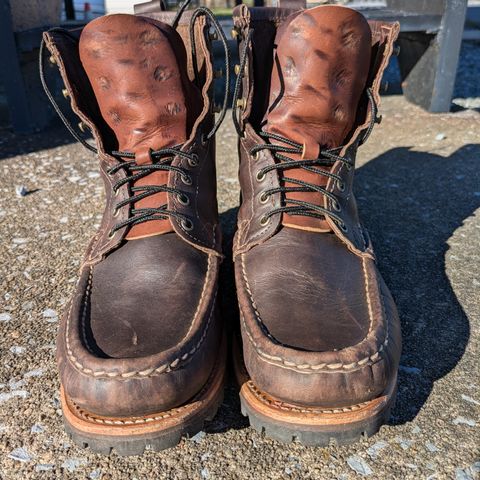 View photo of Russell Moccasin Co. Weathered Oak Backcountry in Full-Grain Timberjack