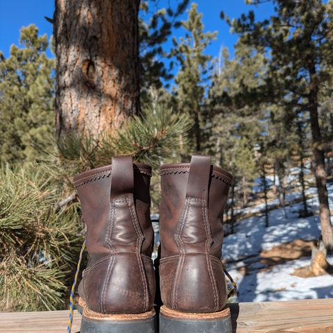 View photo of Russell Moccasin Co. Weathered Oak Backcountry in Full-Grain Timberjack