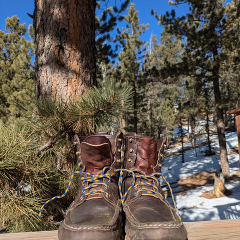 View photo of Russell Moccasin Co. Weathered Oak Backcountry in Full-Grain Timberjack