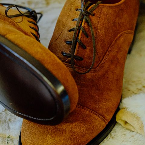 Viberg Bastion Oxford in Acero Janus Calf Suede