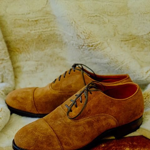 Viberg Bastion Oxford in Acero Janus Calf Suede