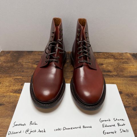 Grant Stone Edward Boot in Horween Garnet Shell Cordovan