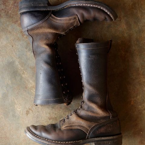 View photo of White's Farmer/Rancher in Horween Black Horsehide & Black Waxed Flesh