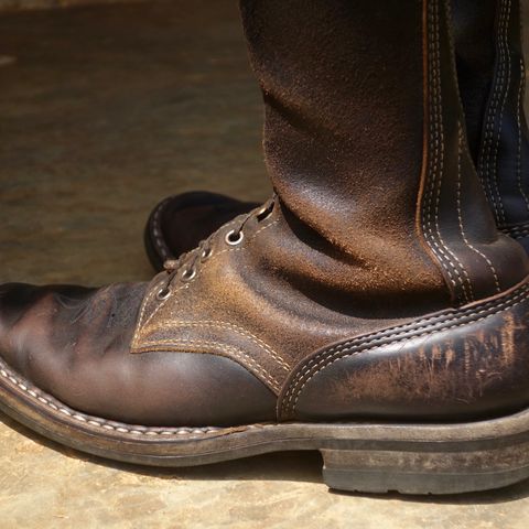 View photo of White's Farmer/Rancher in Horween Black Horsehide & Black Waxed Flesh