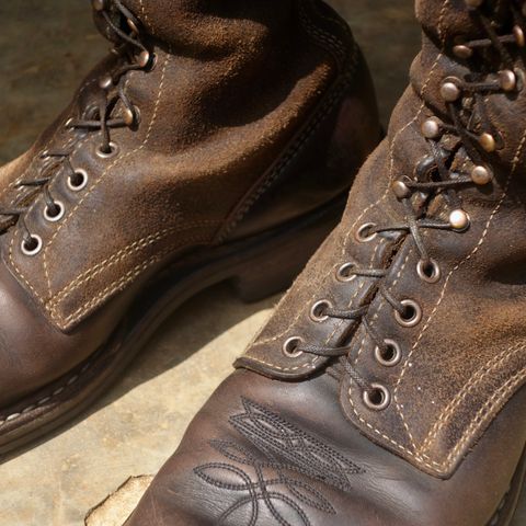 View photo of White's Farmer/Rancher in Horween Black Horsehide & Black Waxed Flesh