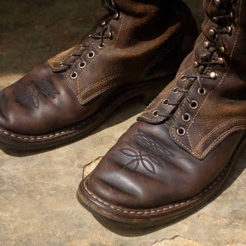 View photo of White's Farmer/Rancher in Horween Black Horsehide & Black Waxed Flesh