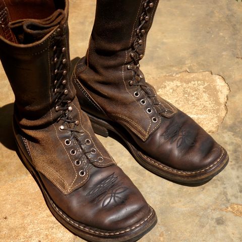 View photo of White's Farmer/Rancher in Horween Black Horsehide & Black Waxed Flesh