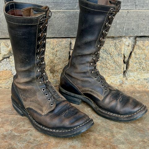 View photo of White's Farmer/Rancher in Horween Black Horsehide & Black Waxed Flesh