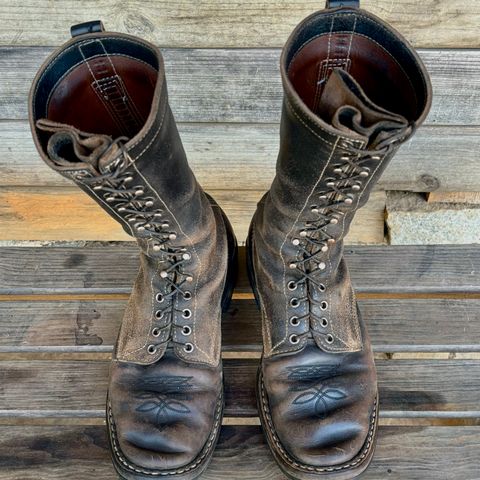 View photo of White's Farmer/Rancher in Horween Black Horsehide & Black Waxed Flesh