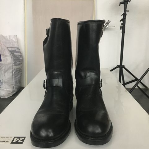 View photo of Herman Survivor Engineer Boots in Black Leather