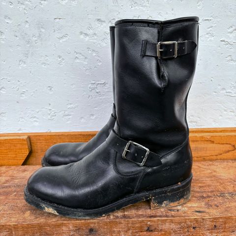 View photo of Herman Survivor Engineer Boots in Black Leather