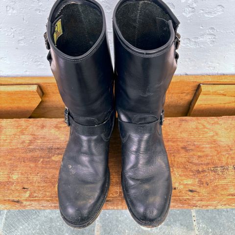 View photo of Herman Survivor Engineer Boots in Black Leather