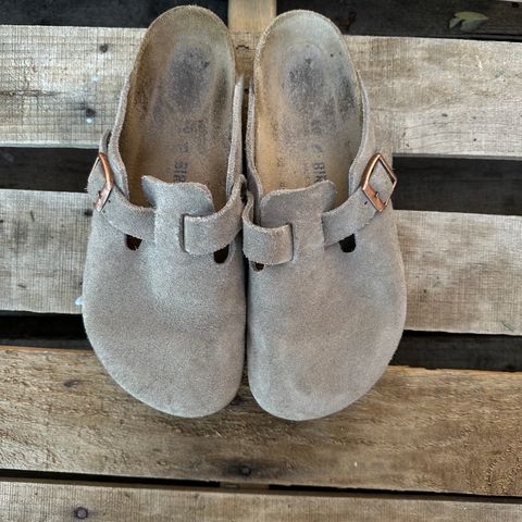 Birkenstock Boston in Taupe Suede