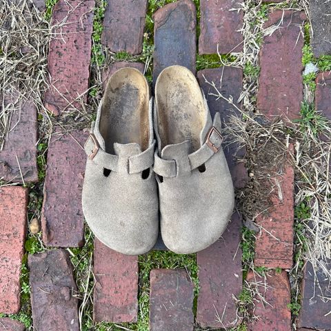 Birkenstock Boston in Taupe Suede
