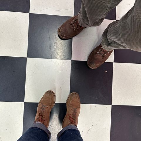 Red Wing 6-Inch Classic Moc in Dusty Rose Roughout Abilene Leather