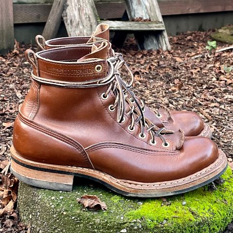 View photo of White's x Division Road LTT Lineman 350 in Horween British Tan Chromexcel