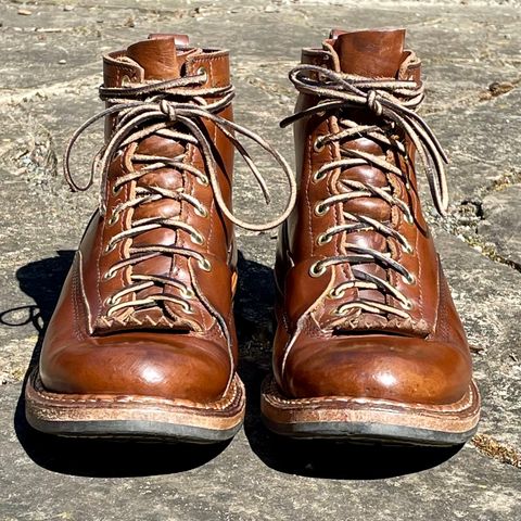 View photo of White's x Division Road LTT Lineman 350 in Horween British Tan Chromexcel