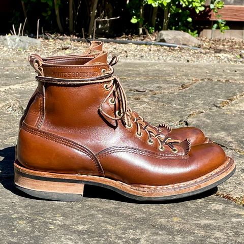 View photo of White's x Division Road LTT Lineman 350 in Horween British Tan Chromexcel