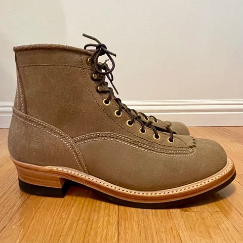 View photo of John Lofgren Donkey Puncher Boots in Horween Natural Chromexcel Roughout