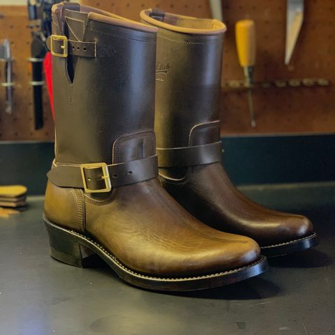 Role Club Engineer Boots in Horween Olive Chromexcel