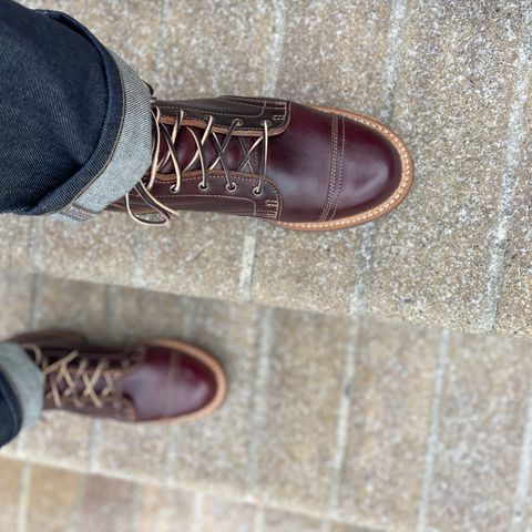 View photo of Truman Cap Toe Boot in Seidel Oxblood Double Shot