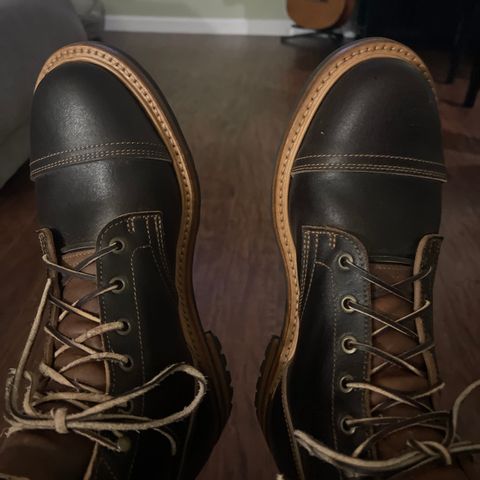 View photo of Truman Cap Toe Boot in Horween Java Waxed Flesh