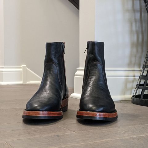 Benzein The Stride Side Zip Boots in Shinki Black Latigo Teacore Horsehide