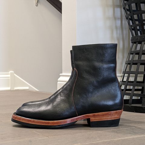 Benzein The Stride Side Zip Boots in Shinki Black Latigo Teacore Horsehide
