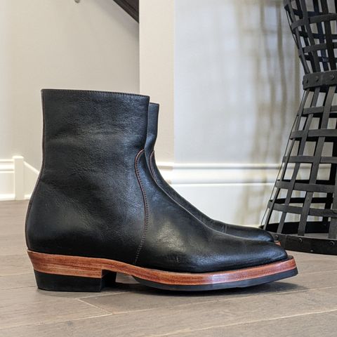 Benzein The Stride Side Zip Boots in Shinki Black Latigo Teacore Horsehide