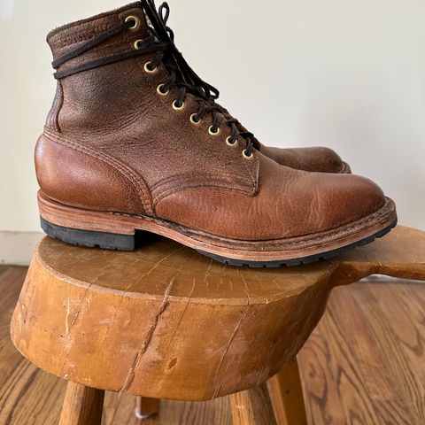 View photo of White's MP-Sherman Plain Toe in New Rosewood Waxed Elk Unicorn